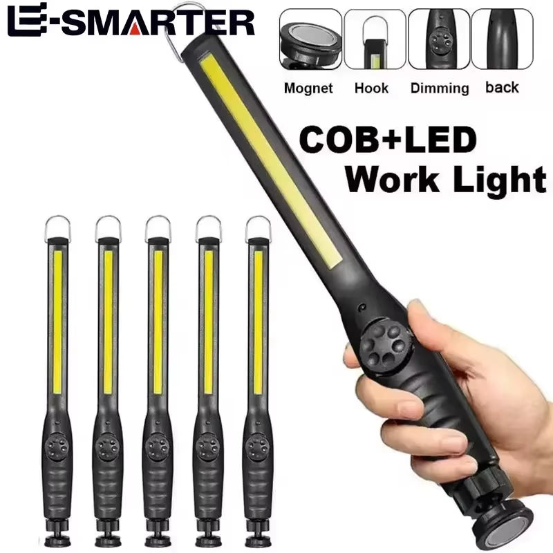 Portable COB Work Lights with Magnetic Rechargeable LED Flashlight Portable Stepless Dimming Emergency Car Repair Lamps