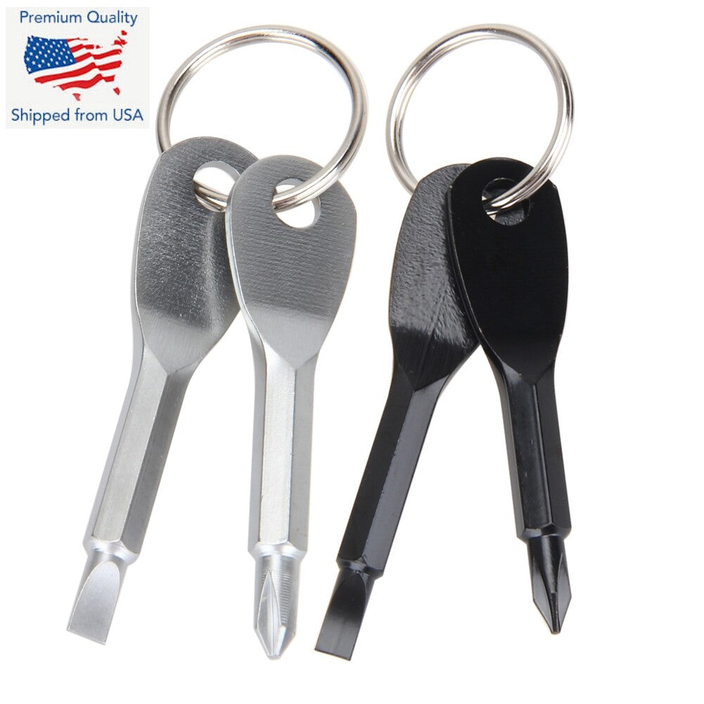 2Pcs Key Ring Screwdriver EDC Tool Set Outdoor Pocket Mini Tool with Keychain