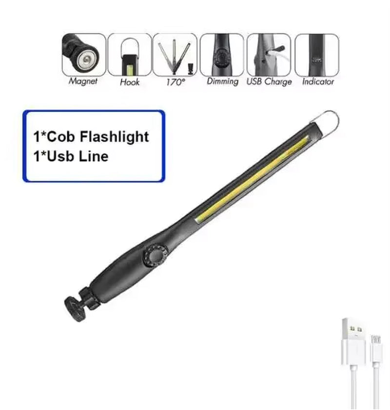 Portable COB Work Lights with Magnetic Rechargeable LED Flashlight Portable Stepless Dimming Emergency Car Repair Lamps
