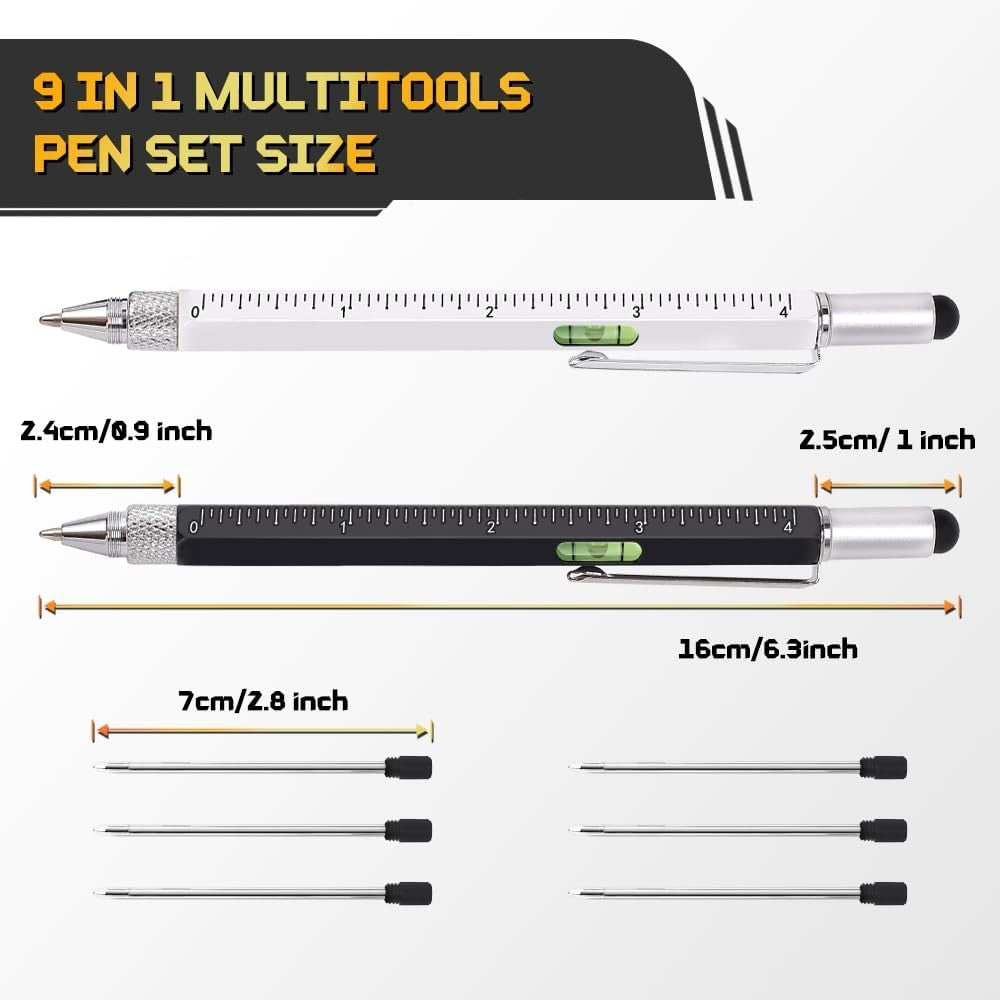 2 Pcs Multi Tool Pen, Stocking Stuffers for Men, Cool Gadgets, Gifts for Her
