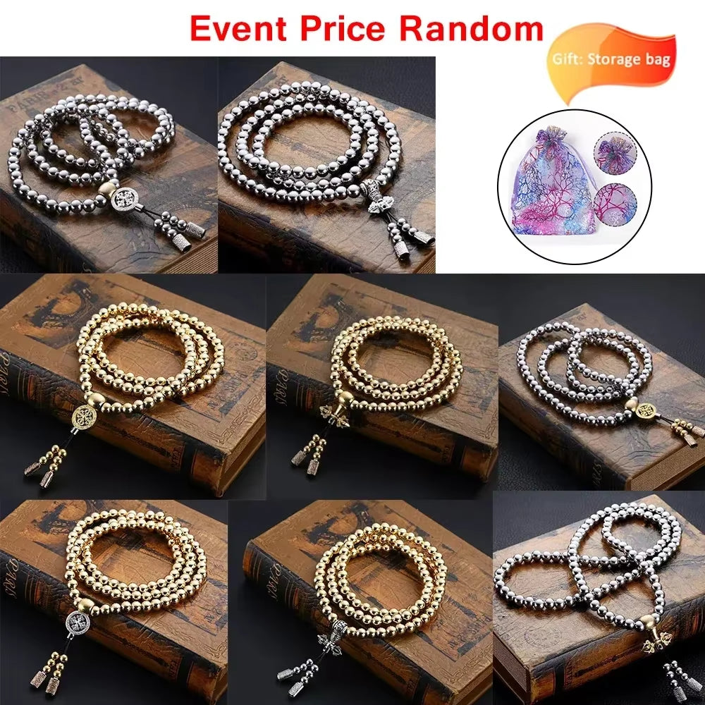Tactical EDC Metal Titanium Necklace Steel 118-128 Buddha Beads Metal Chain Self Protection Gear Tools Outdoor Self-Defense Tool