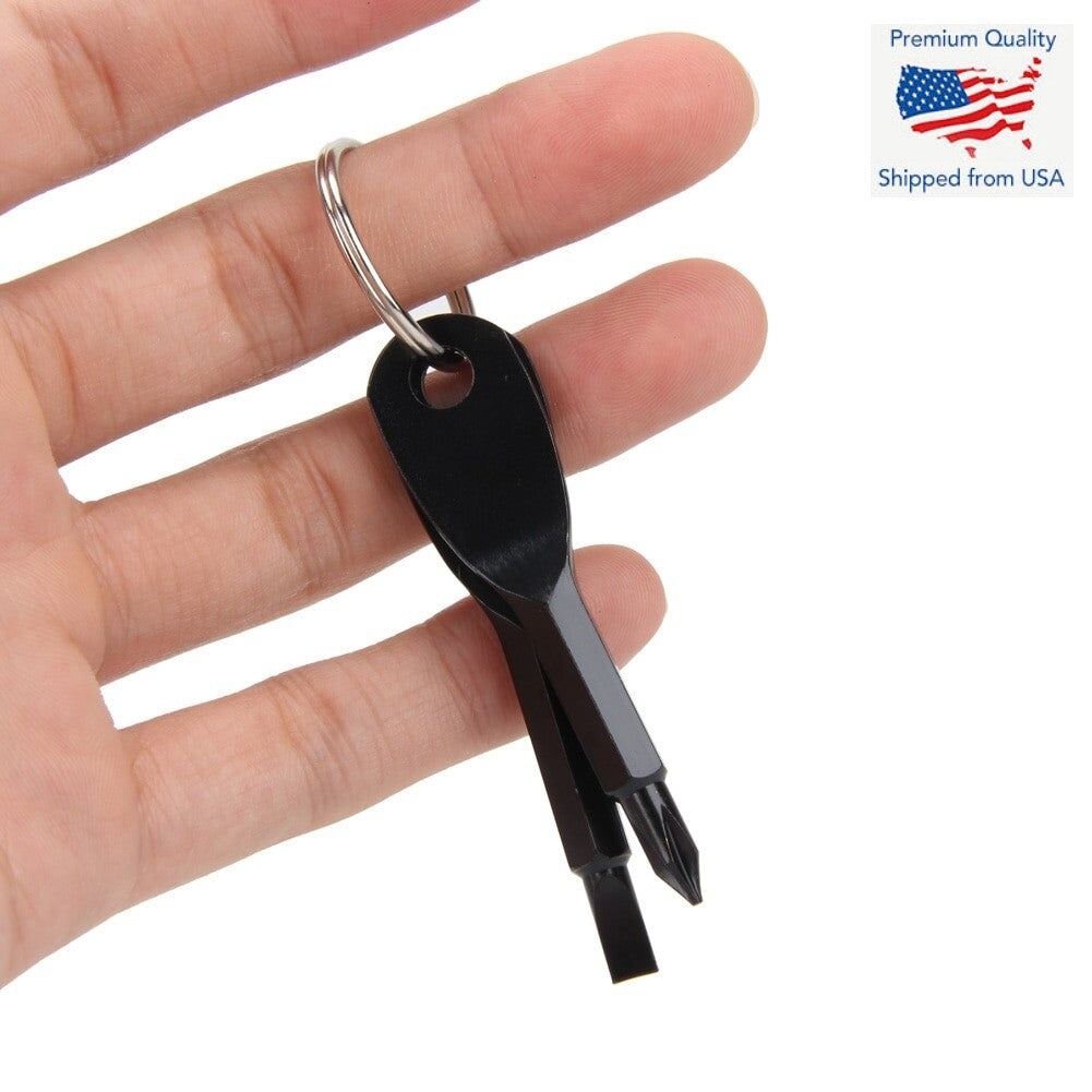 2Pcs Key Ring Screwdriver EDC Tool Set Outdoor Pocket Mini Tool with Keychain