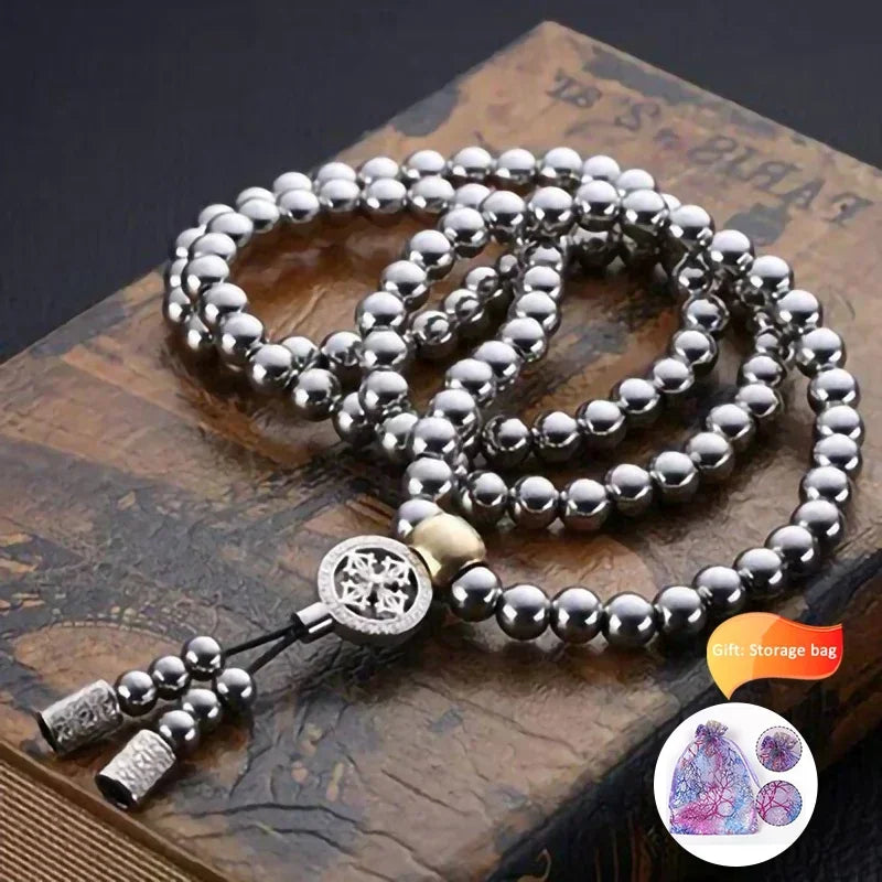 Tactical EDC Metal Titanium Necklace Steel 118-128 Buddha Beads Metal Chain Self Protection Gear Tools Outdoor Self-Defense Tool